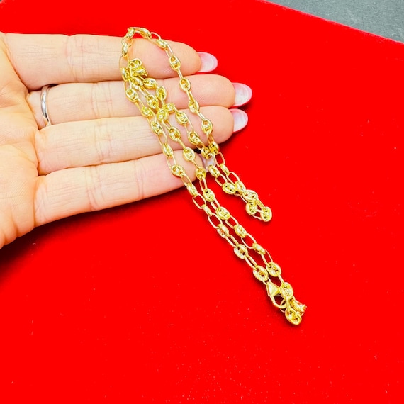 16インチ 4mm ソリッド 14K イエローゴールド マリナー パフリンク 