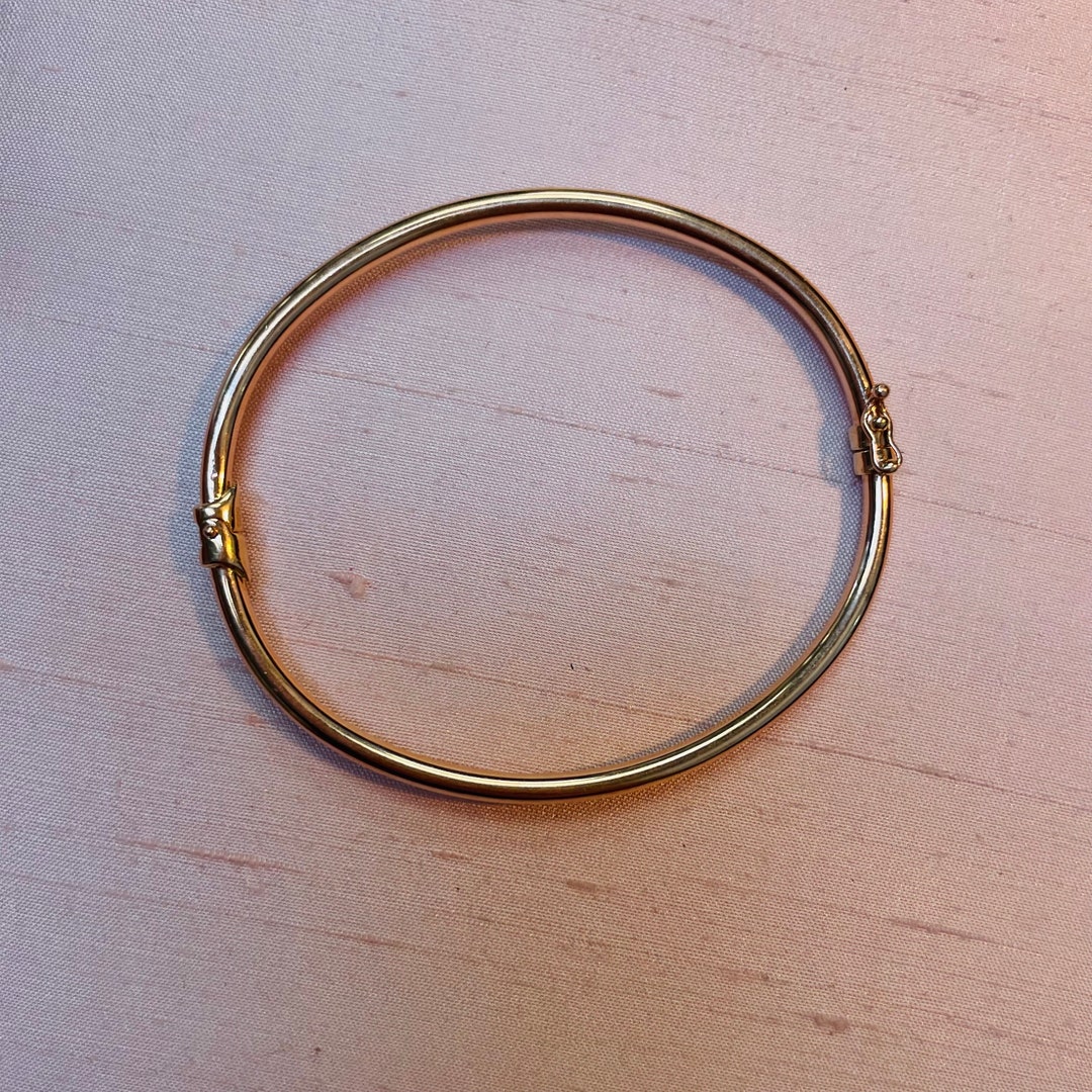 14k Rose Gold Shiny Hinged Bangle Bracelet – 5mm Wide, 7 Inch, 4.6 Grams