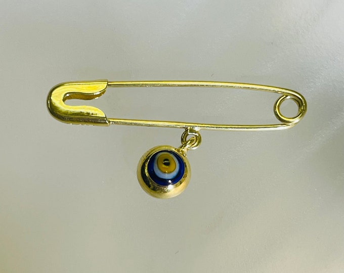 Eye Button Pin Solid 14K Yellow Gold 1.25
