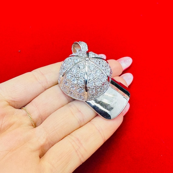 Large 925 Solid Sterling Silver Baseball Hat Char… - image 4