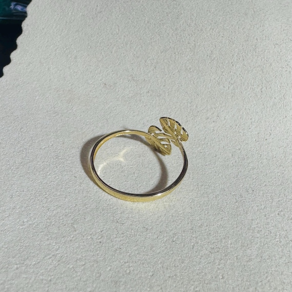 Solid 14K Yellow Gold Monsterra Leaf Wrap Ring Si… - image 5