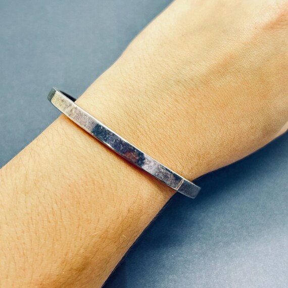 Solid Sterling Silver Bangle Bracelet 8" - image 2