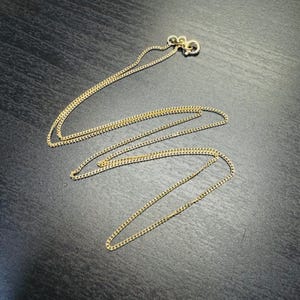 Solid 10K Yellow Gold 1mm Curb Link Chain Necklace 16”