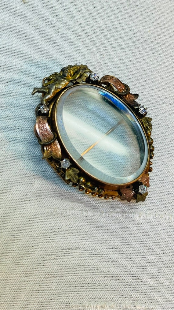 Antique Large 18K Gold Beveled Glass Opening Memo… - image 1