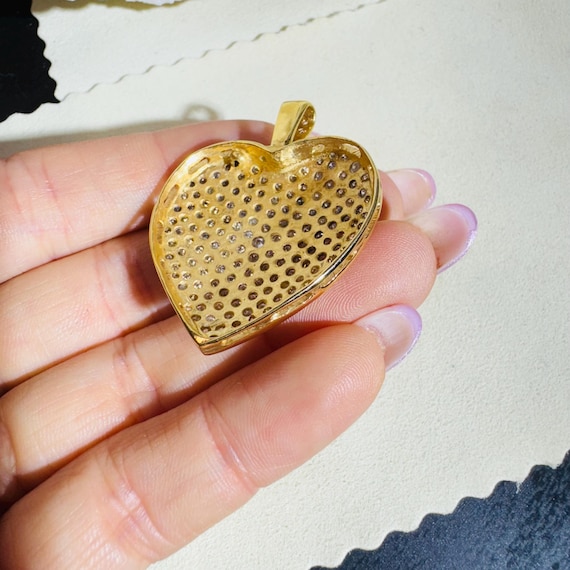 18K Solid Yellow Gold 3.13CT Natural Diamond Pave Large Heart