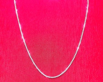 Lindo colar de tênis em ouro branco maciço 10K com detalhes brilhantes, 40 cm (16")