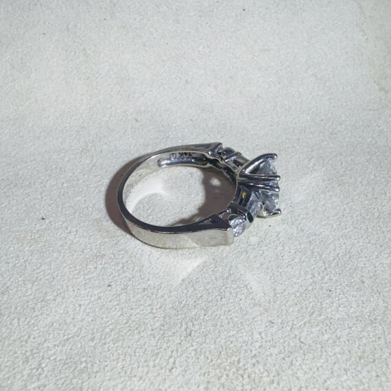 Solid 14K White Gold CZ Engagement Ring Size 6.5 - image 3