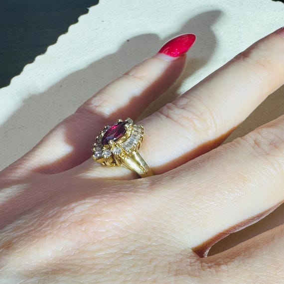 Gorgeous Natural Ruby and Diamond Solid 14K Yello… - image 6