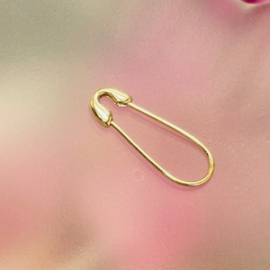 Cute! Solid 14K Yellow Gold .90"  20mm Safety Pin Charm Connector Pendant Clasp or Earring