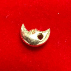 Vintage  14K Yellow Gold 12x8mm  or .45" Moon Face Shaped Charm for a Pendant or Hoop Earrings or Bead