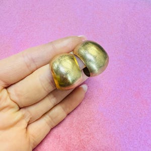 Unique ! Wide Hoop Post Earrings in Solid 14K Yellow Gold