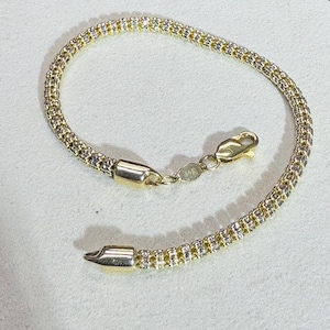 Bracciale a catena in oro giallo massiccio 14K da 8&quot; e 4 mm