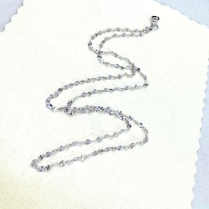 18” 2mm Solid 14K White Gold Diamond Cut Sparkly Chain Necklace