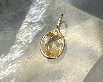 Natural Yellow Imperial Topaz .80CT  Oval Cut 14K Yellow Gold Pendant