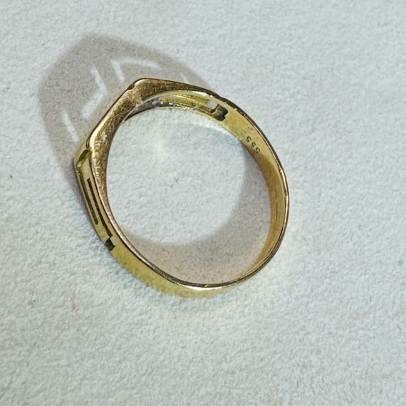 14K Solid Gold Angular Greek Key ring Size 7.75 - image 6
