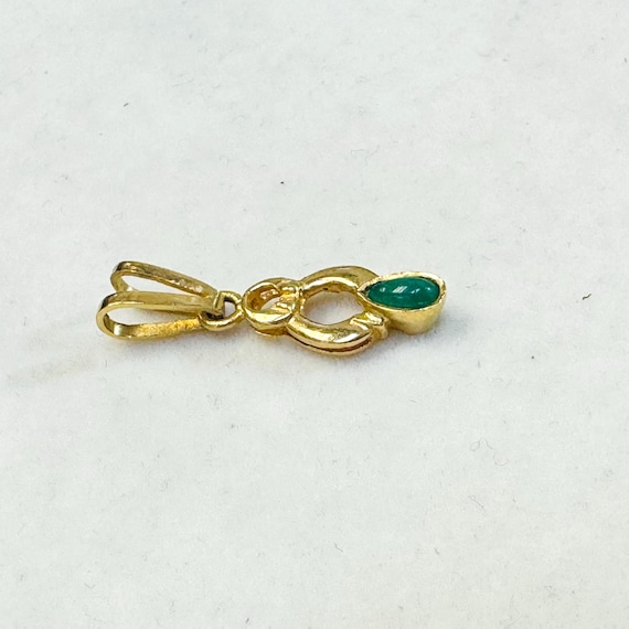 Solid 18K Yellow Gold Colombian Emerald |Cabochon Pear Pendant Charm