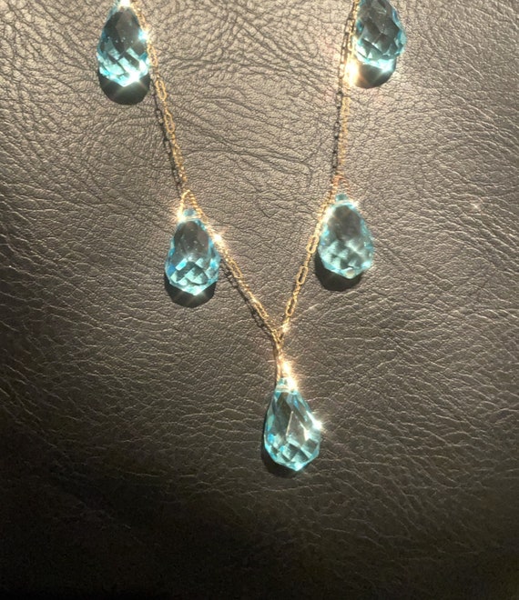 Art Deco Synthetic Blue Aquamarine Drop Briolette 