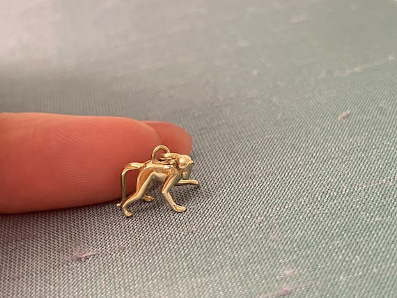 Cute! Mini Solid 14K Yellow 3D Dimensional Monkey… - image 2