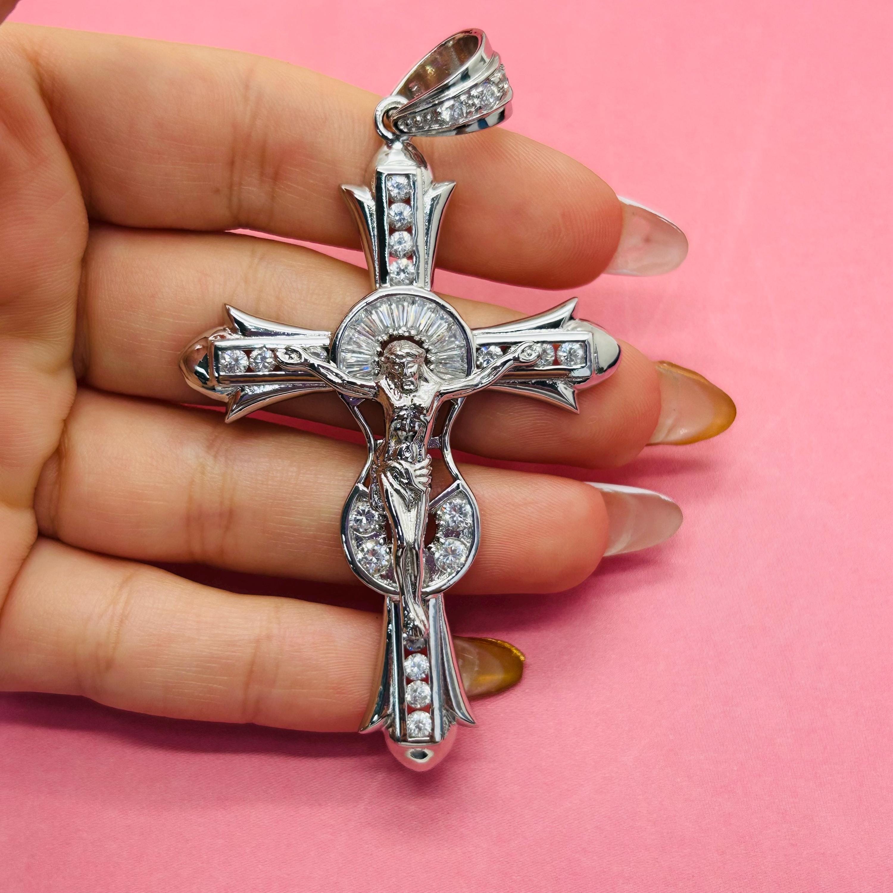 Large 925 Solid Sterling Silver Cross Charm Pendent - Etsy