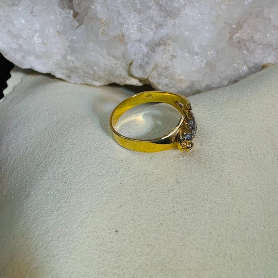 Solid 18K Yellow Gold Frog Ring with Crystals Siz… - image 5