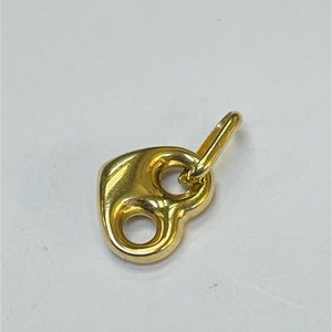 Cute Mini 10K Yellow Gold Puffy Heart Charm, Not Plated 15x8mm