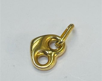 Cute Mini 10K Yellow Gold Puffy Heart Charm, Not Plated 15x8mm