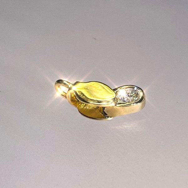 Diamond Solid 14K Yellow Gold Mini Jeweler’s  Loupe Charm Pendant