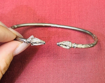 Vintagsolid Sterling Silver Open Bangle Bracelet Rustic