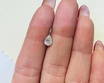Natural Diamond .45CT Pear Shaped Pendant Charm in 14K White Gold