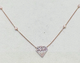 Natürliche Diamant 14K Rose Gold Halskette 16-17-18 ""