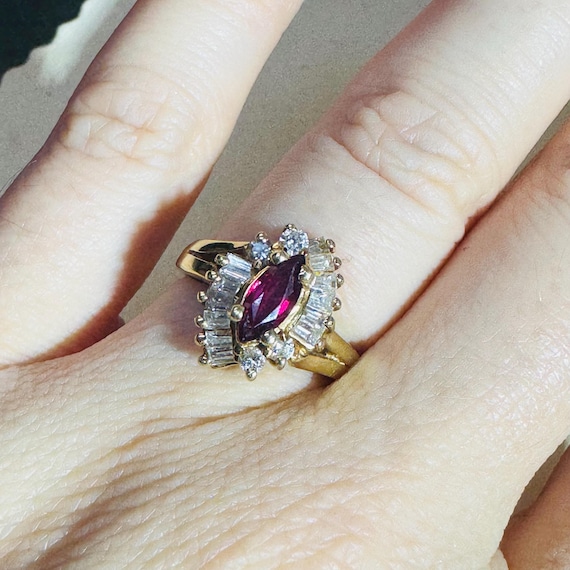 Gorgeous Natural Ruby and Diamond Solid 14K Yello… - image 4