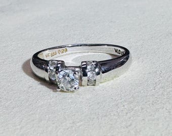 14K witgouden verlovingsring met natuurlijke diamant, maat 7
