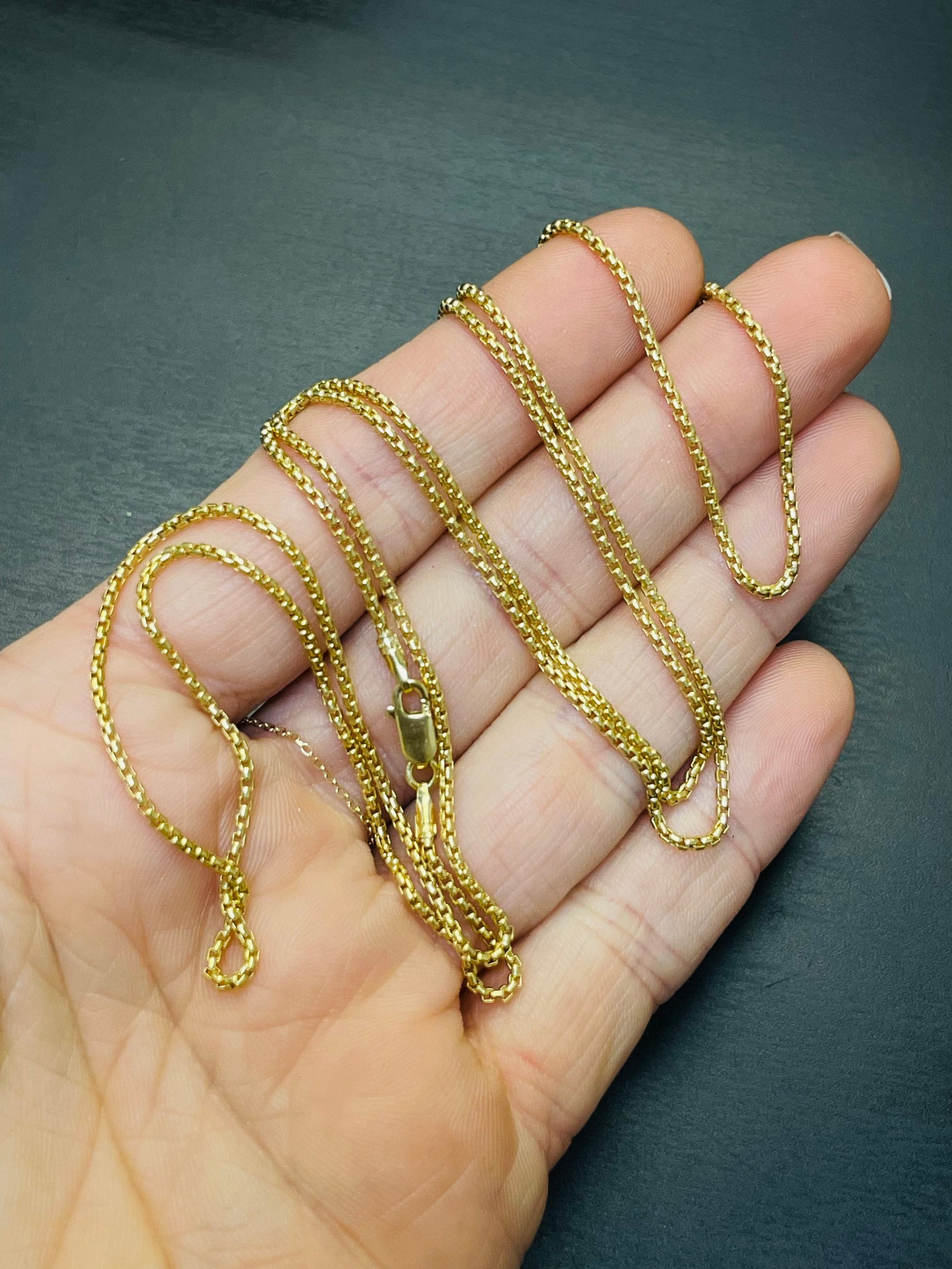 Gioiello Certificato Oro Collana Catena Scatola In Oro Giallo Massiccio 10K - Lunghezze Da 16 A 30 Pollici, Fatto In Italia Catena Nickle-free - Foto 3