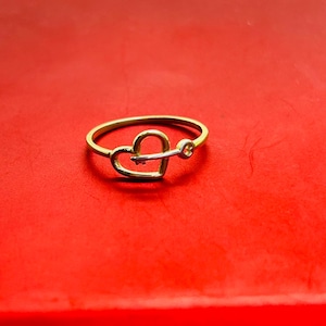 14K Yellow Gold Heart & Key Ring Size 6