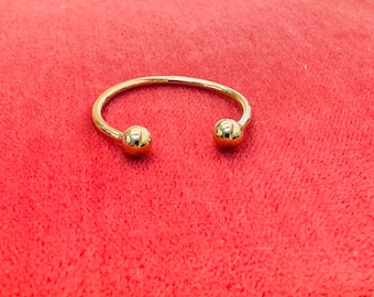 14K Yellow Gold Double Ball Open Adjustable Ring