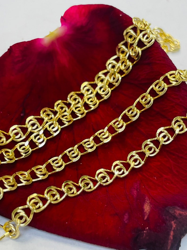 Contrast Chain Design Solid 14K Yellow Gold 2.5mm 16
