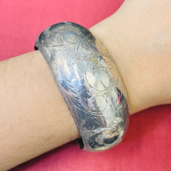 Vintage Link Solid Sterling Silver Bangle Bracele… - image 3