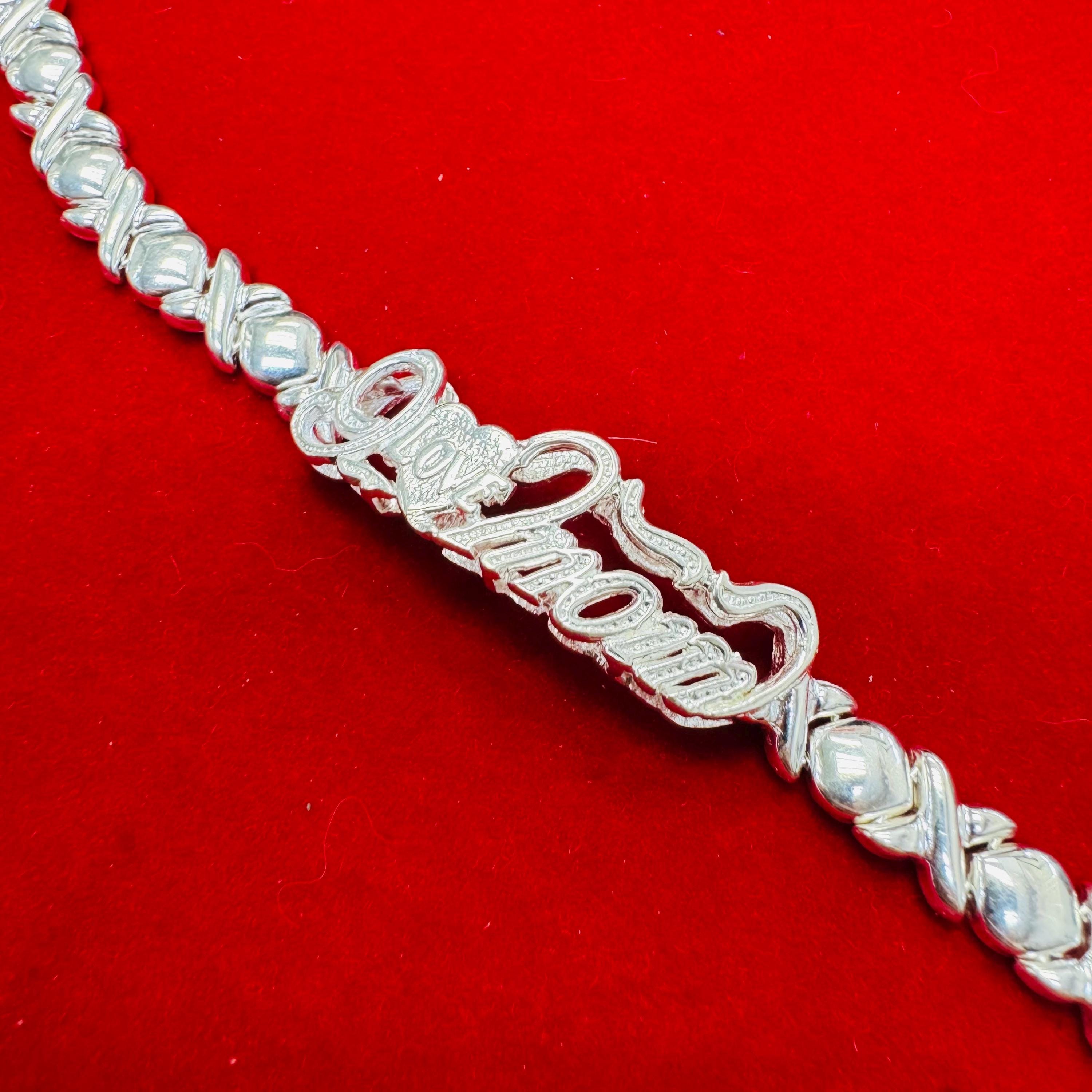 SILVER925　ILoveArizona♡ILoveNavajo♡ Cute XOXO 925 Sterling Silver Articulated Link Bracelet With I