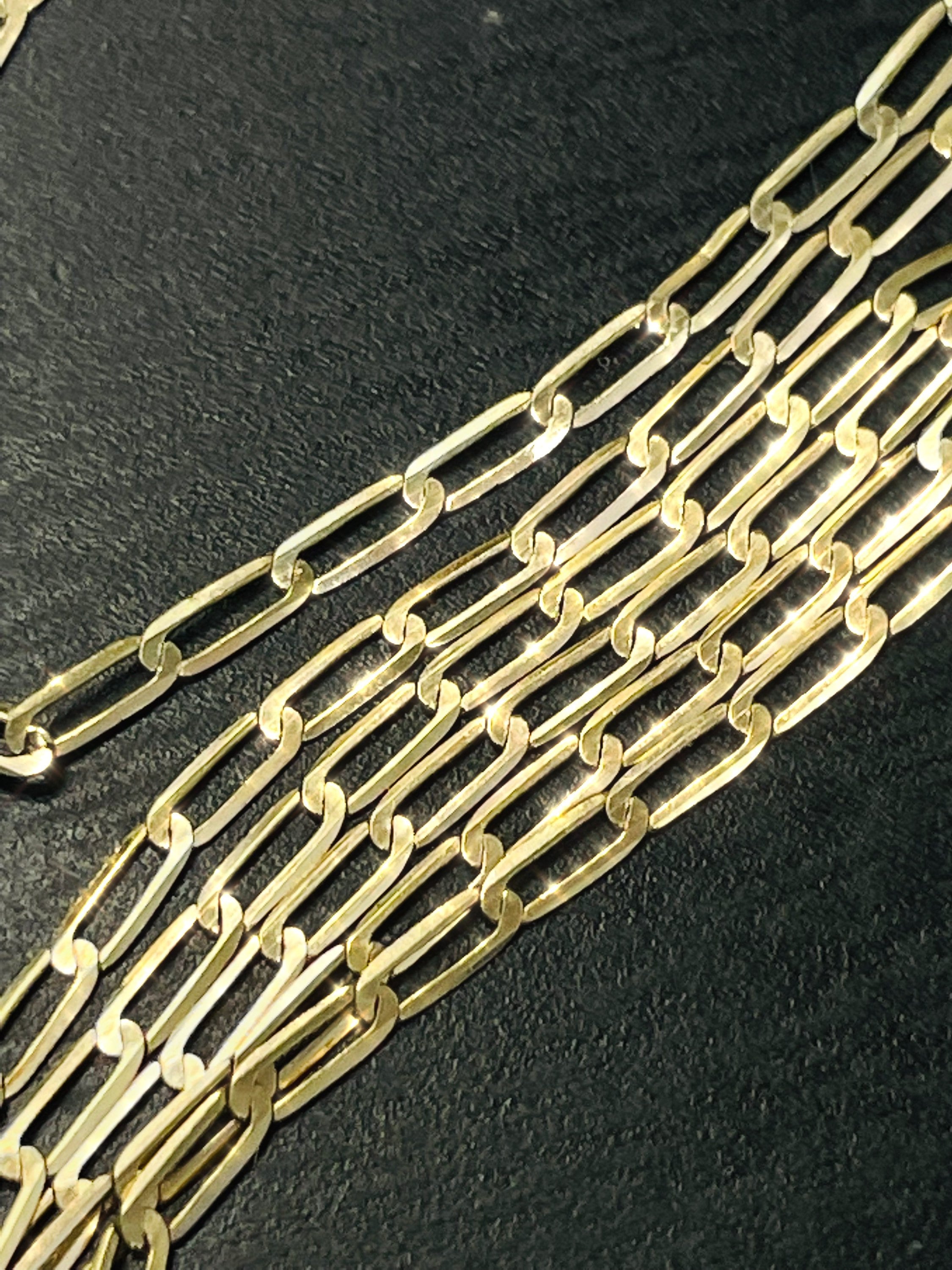 16" 1.5mm SOLID 10K Yellow Gold Flat Long Curb Link Chain Necklace