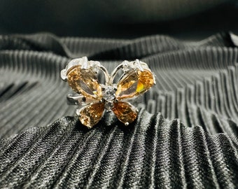 Precioso anillo de mariposa de plata de ley, tamaño 6