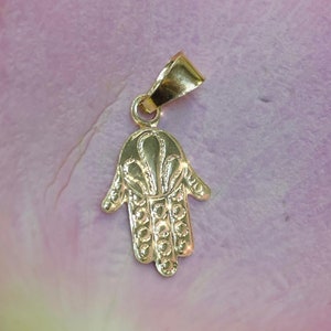 Solid 10K Yellow Gold Hamsa Charm Pendant