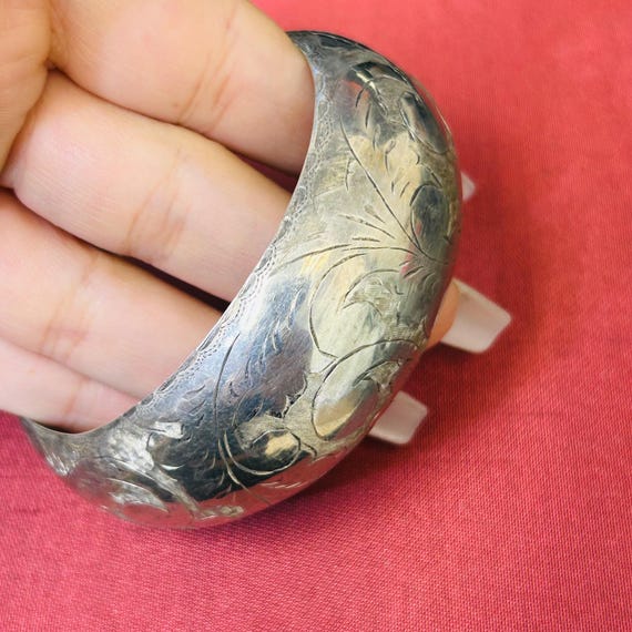 Vintage Link Solid Sterling Silver Bangle Bracele… - image 4