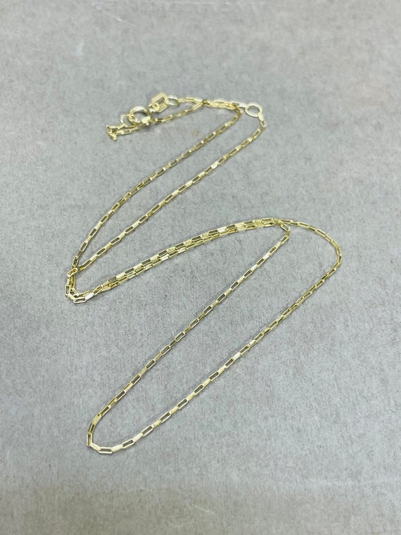 1mm Paperclip Staple Link Chain Necklace Solid 14… - image 3