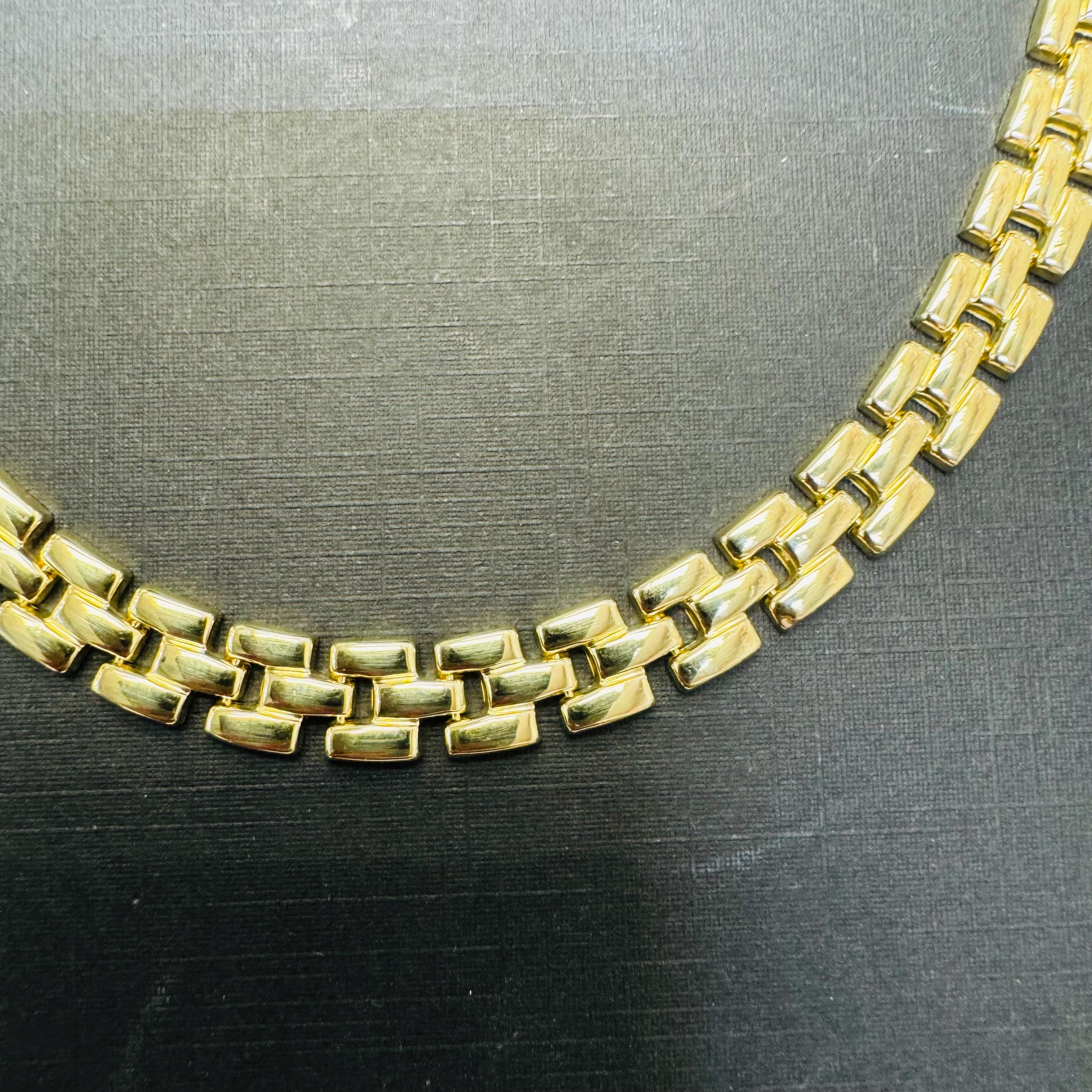 18” 14K Yellow Gold Vintage 8mm Wide Link Necklace Ext to 19.5