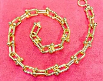18” 14mm 14K Yellow U Link Chain Necklace