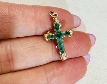 天然コロンビア産エメラルド 18K イエローゴールド ブランチクロス