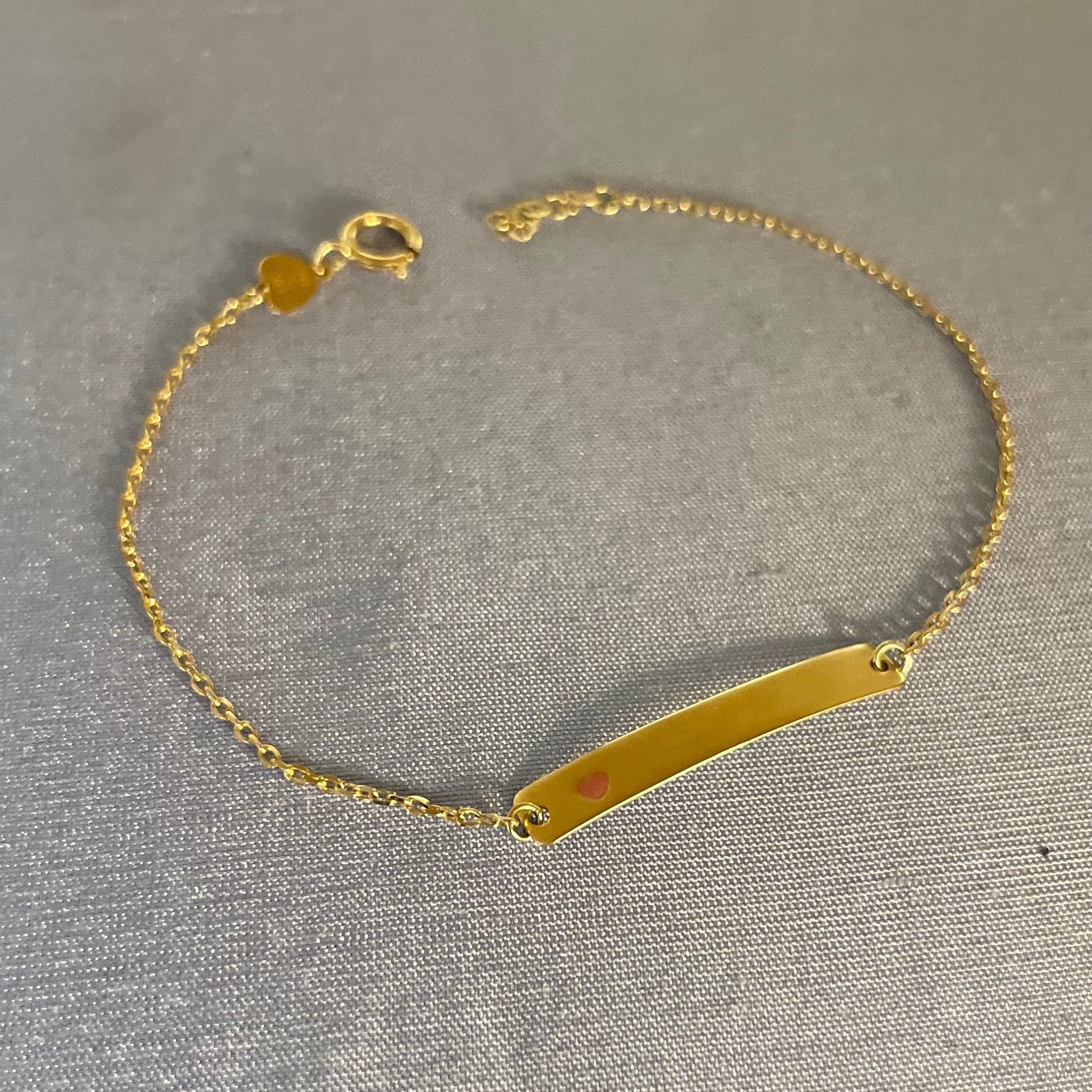 14Kイエローゴールドのキュートな子供用IDブレスレット（5.9～6.4