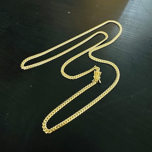 24&quot; Solid 14K Yellow gold Amoro 3mm Curb Link chain Necklace with Box Clasp