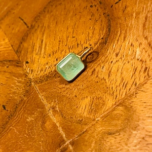 Natural  Colombian Emerald Cut Emerald  Green Pendant Made in Solid 14K Yellow Gold