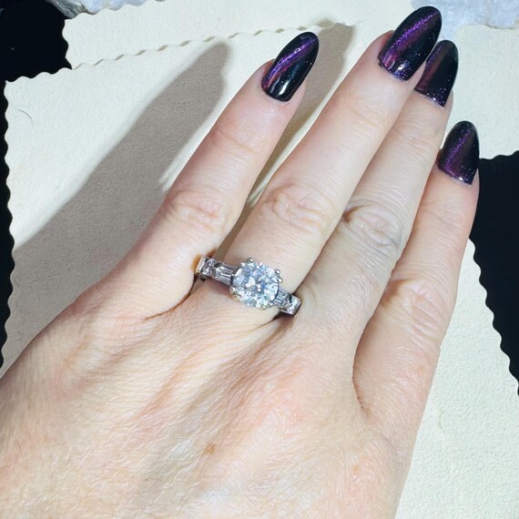 Solid 14K White Gold CZ Engagement Ring Size 6.5 - image 4